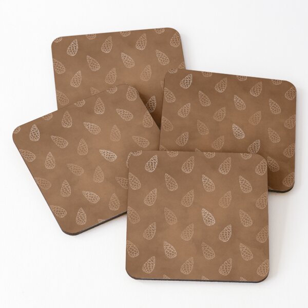 Item preview, Autumn Nights Shimmery Gold Pine Cones On Smudged Warm Brown Background designed and sold by LDTreasures.