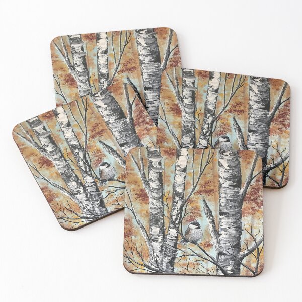 Item preview, Autumn Birch & Chickadee designed and sold by SistersInArtN.