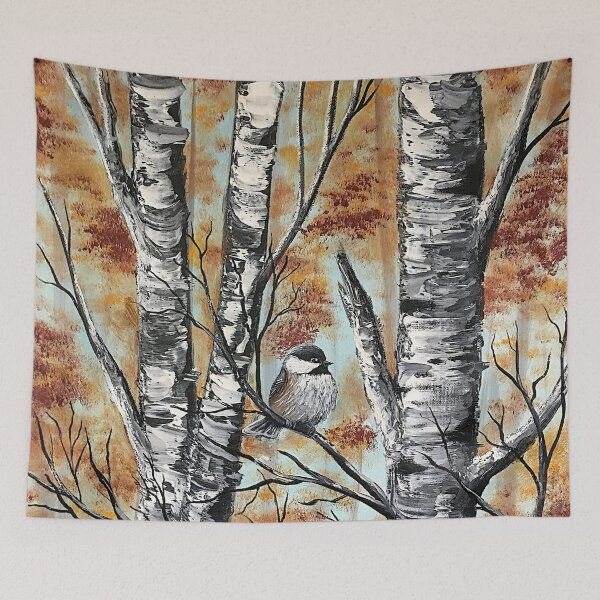 Item preview, Autumn Birch & Chickadee designed and sold by SistersInArtN.