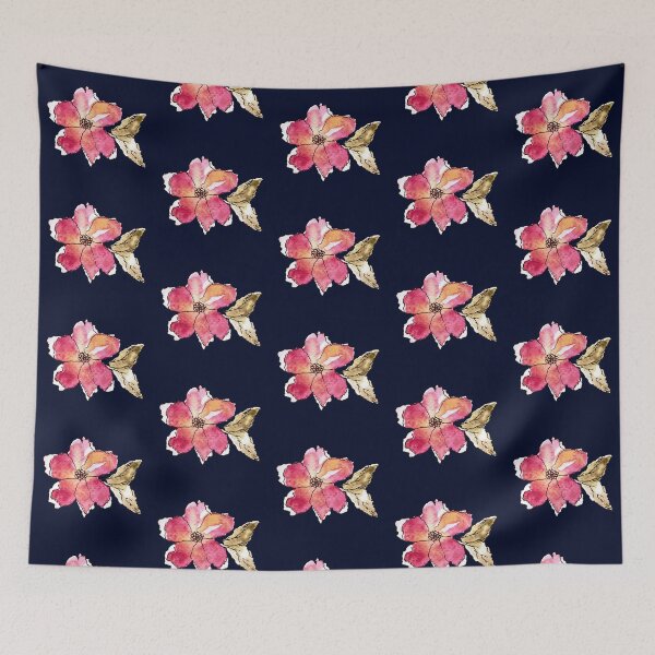 Item preview, Crepe Paper Flower Pattern on Navy designed and sold by WallaceColor.