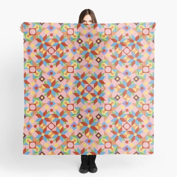 Pink Rolling Star Quilt Design Scarf