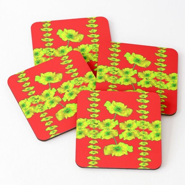 Item preview, RED COLOR DECORATIVE YELLOW FLORAL PATTERN ART designed and sold by sharlesart.
