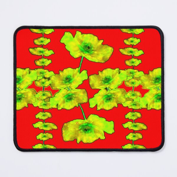 Item preview, RED COLOR DECORATIVE YELLOW FLORAL PATTERN ART designed and sold by sharlesart.