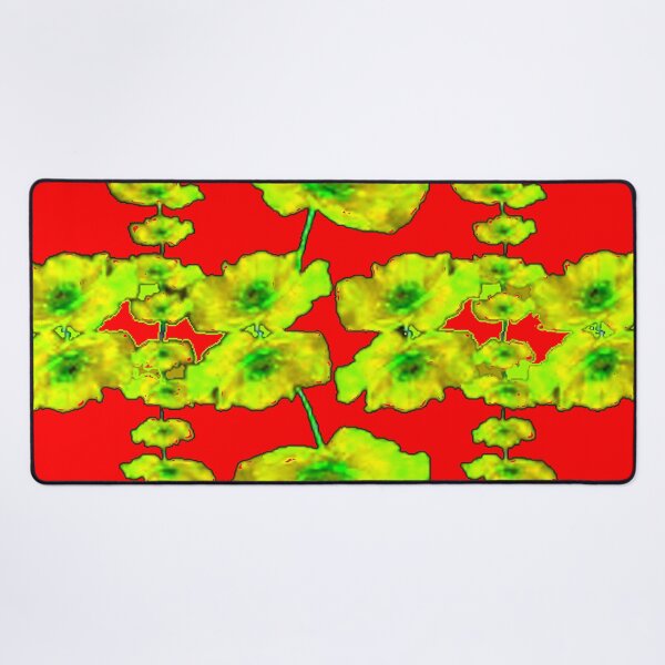 Item preview, RED COLOR DECORATIVE YELLOW FLORAL PATTERN ART designed and sold by sharlesart.