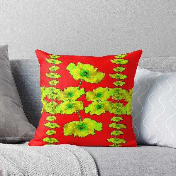 Item preview, RED COLOR DECORATIVE YELLOW FLORAL PATTERN ART designed and sold by sharlesart.