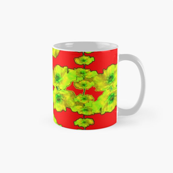 Item preview, RED COLOR DECORATIVE YELLOW FLORAL PATTERN ART designed and sold by sharlesart.