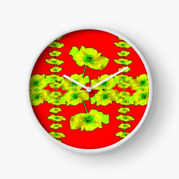 Item preview, RED COLOR DECORATIVE YELLOW FLORAL PATTERN ART designed and sold by sharlesart.