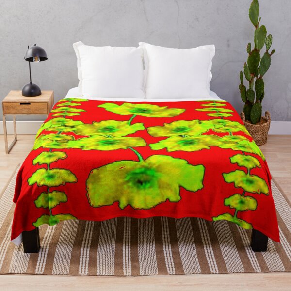 Item preview, RED COLOR DECORATIVE YELLOW FLORAL PATTERN ART designed and sold by sharlesart.