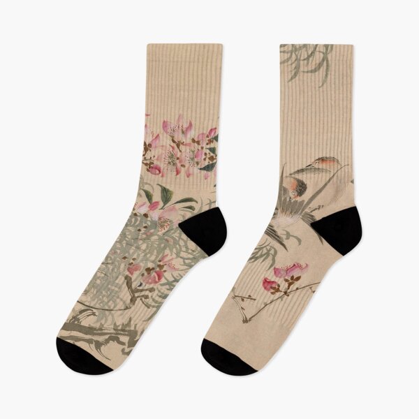 Item preview, 桃に鶴図 Flowers and Birds by Taki Katei  designed and sold by LoveSeasonz.