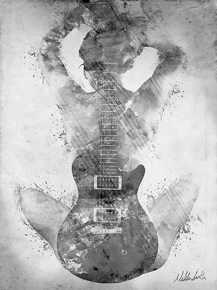 Guitar Black And White Sticker For Sale By Setthawut1 Redbubble