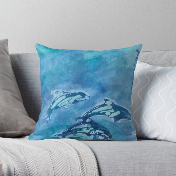 Three Dolphins Throw Pillow