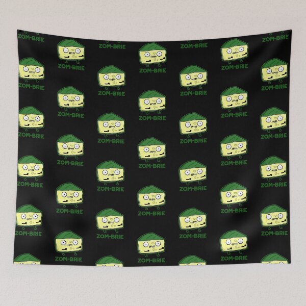 Item preview, Zom-brie Halloween Funny Zombie Brie Cheese Puns (Dark BG) designed and sold by punnybone.