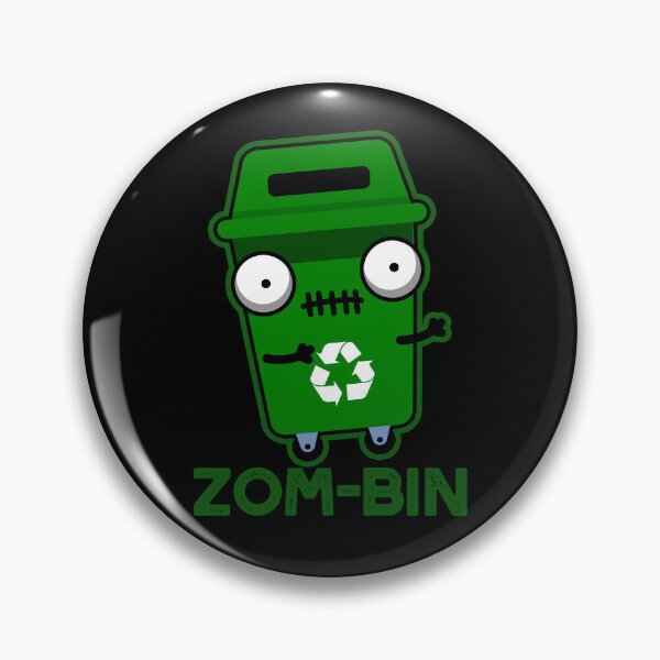 Item preview, Zom-bin Halloween Funny Zombie Trash Bin Puns (Dark BG) designed and sold by punnybone.