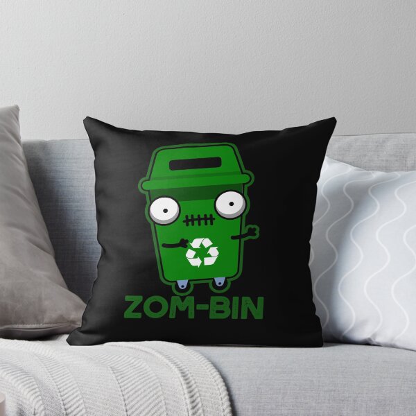 Item preview, Zom-bin Halloween Funny Zombie Trash Bin Puns (Dark BG) designed and sold by punnybone.