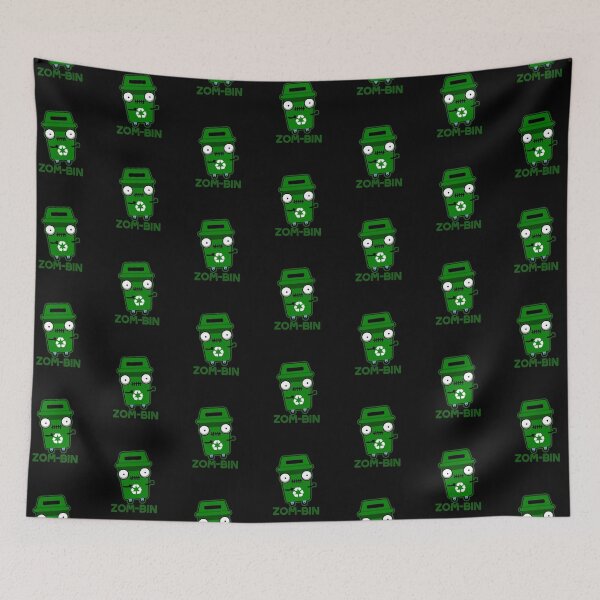 Item preview, Zom-bin Halloween Funny Zombie Trash Bin Puns (Dark BG) designed and sold by punnybone.