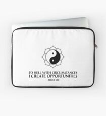 I create opportunities - Bruce Lee - Black Text Laptop Sleeve