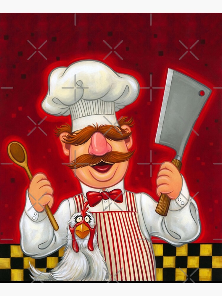 "Swedish Chef and Chicken Apron" Sticker for Sale by RussellWilcoxon