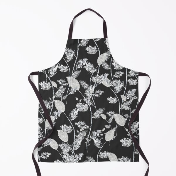 Item preview, white leaf pattern on black background designed and sold by SelenePaintings .