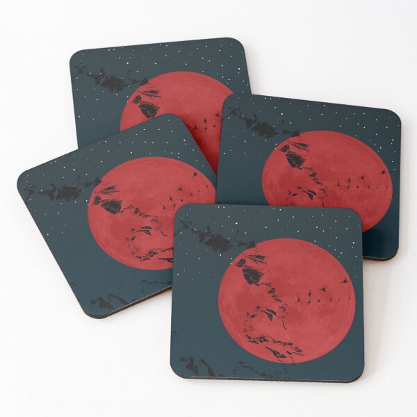 Item preview, Crimson Moonrise with Flying Birds  designed and sold by mozizy.