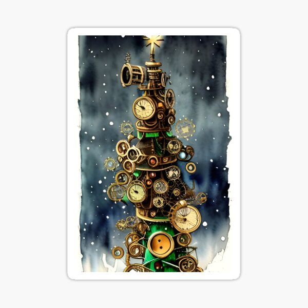 "Steampunk Christmas Tree 1" Sticker for Sale by Petalglassjade Redbubble