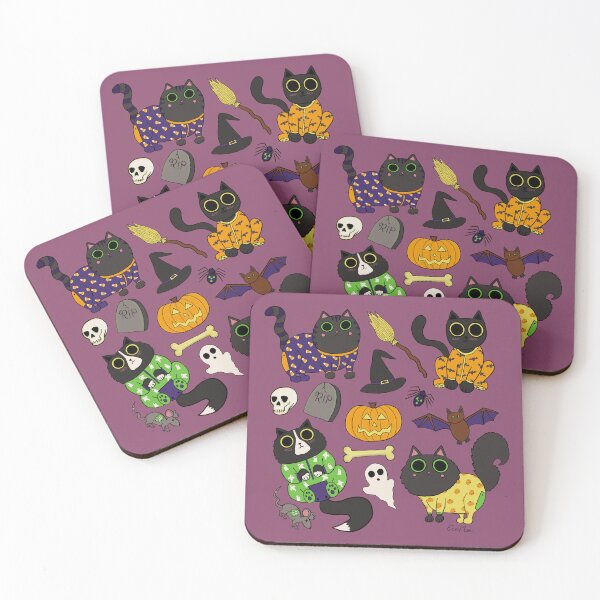 Item preview, Halloween Cats Pajamas - Spooky Cute Black Cats - Halloween Black Cats - Twilight Lavender designed and sold by EcoElsa.