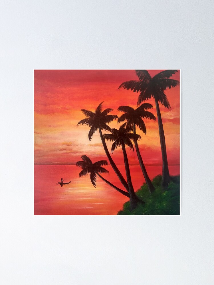 4x4 Mini Canvas Acrylic Painting Orange Fall Sunset // Room Decor // Gift  Ideas 