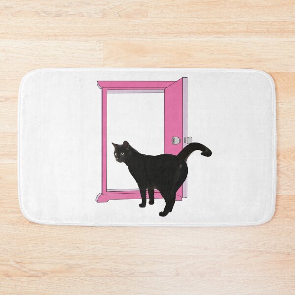 Item preview, Cute black cat walks into Anywhere Door designed and sold by MiaoMiaoYu.