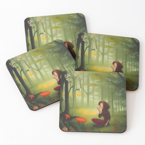 Item preview, Wandering Soul Collection, Dreamy abstract landscape, forest, nature, red, green, foggy, version 4  designed and sold by AISHOPPE.
