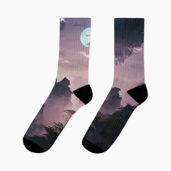 Item preview, Moonlight drapes over misty mountain valleys designed and sold by Tyleah McGuire.