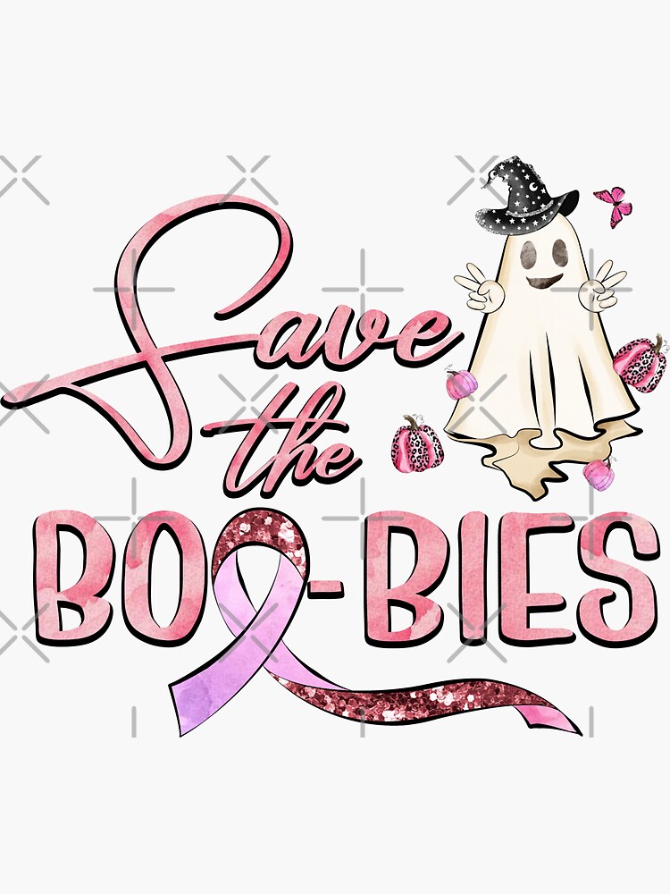 Save The Boobies With Cute Retro Ghost Breast Cancer Awareness Design |  Sticker