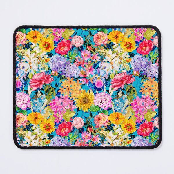 Item preview, Vintage flowers and roses blossoming summer garden, botanical pattern, floral illustration, turquoise vintage floral designed and sold by ZeinabTaha.