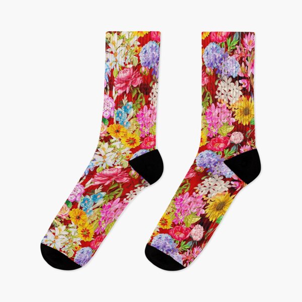 Item preview, Vintage flowers and roses blossoming summer garden, botanical pattern, floral illustration, red vintage floral designed and sold by ZeinabTaha.