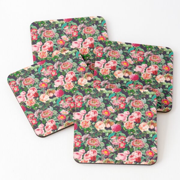 Item preview, Vintage flowers and roses blossoming summer garden, botanical pattern, floral illustration, black vintage floral designed and sold by ZeinabTaha.