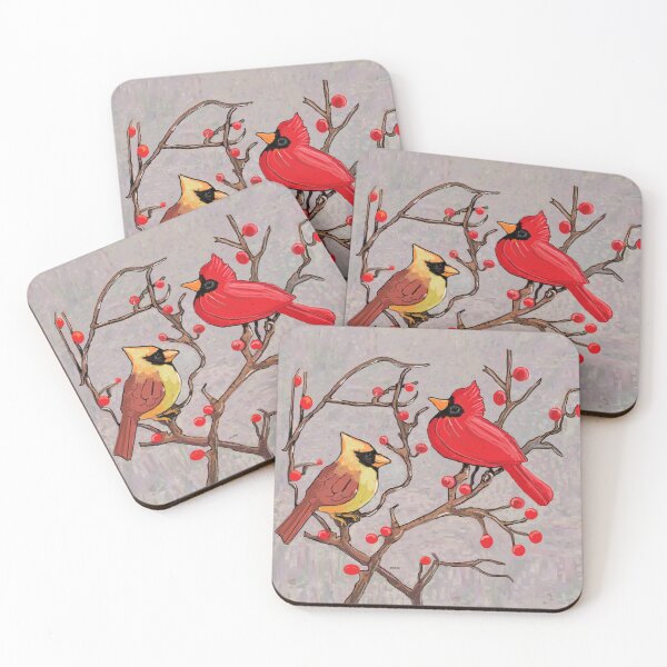 Item preview, Red Cardinals, Red Berries designed and sold by dorcas13.