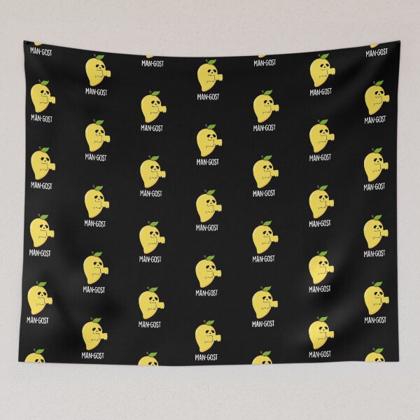 Item preview, Man-gost Halloween Funny Mango Fruit Ghost Puns (Dark BG) designed and sold by punnybone.