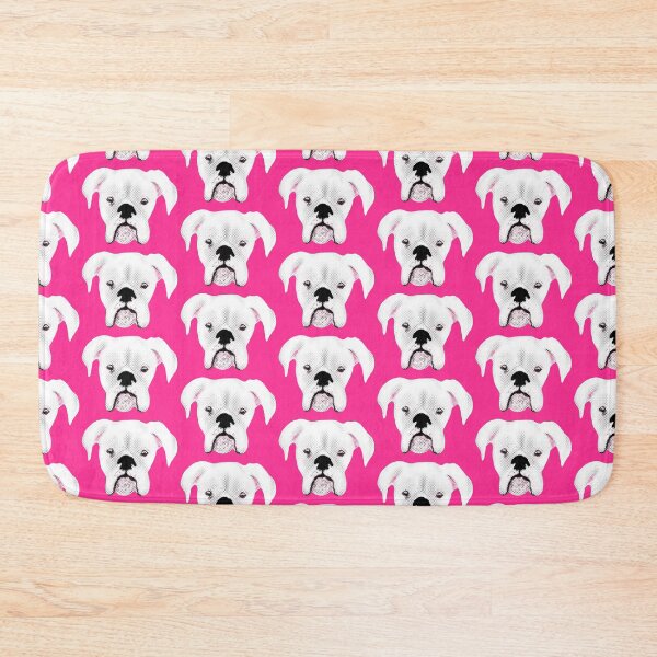 Item preview, WHITE BOXER DOG PUPPY HALFTONE PINK designed and sold by GIVENGRACE.ART.
