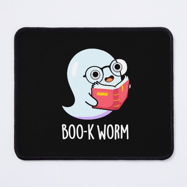 Item preview, Boo-k Worm Halloween Funny Bookworm Ghost Puns (Dark BG) designed and sold by punnybone.