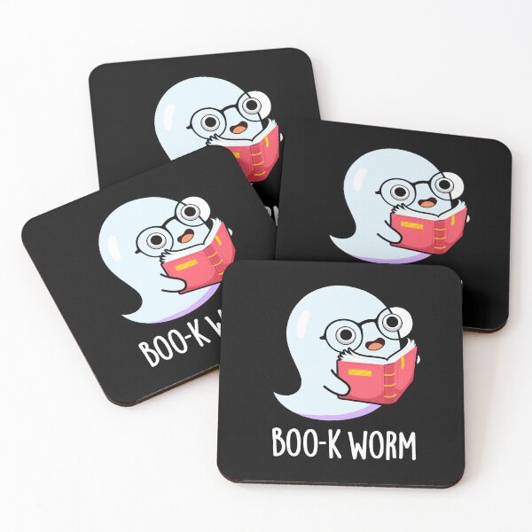 Item preview, Boo-k Worm Halloween Funny Bookworm Ghost Puns (Dark BG) designed and sold by punnybone.