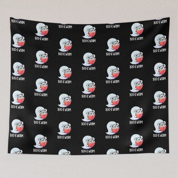 Item preview, Boo-k Worm Halloween Funny Bookworm Ghost Puns (Dark BG) designed and sold by punnybone.