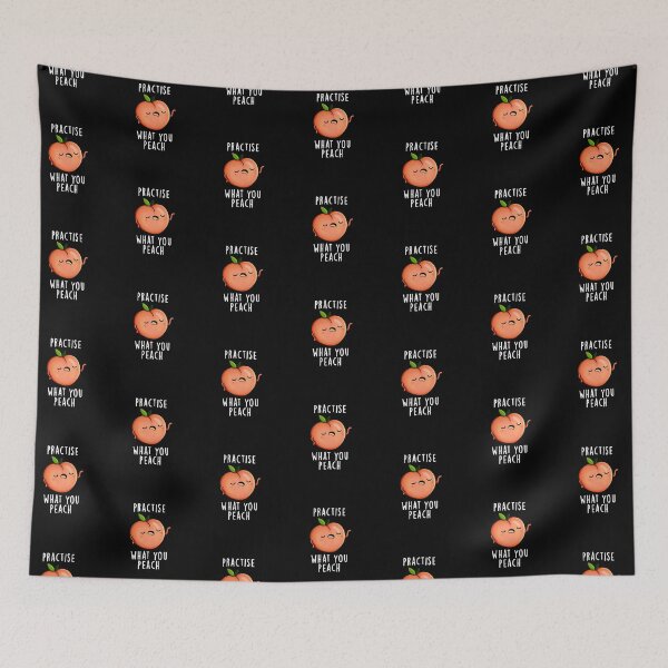 Item preview, Practise What You Peach Positive Fruit Puns (Dark BG) designed and sold by punnybone.