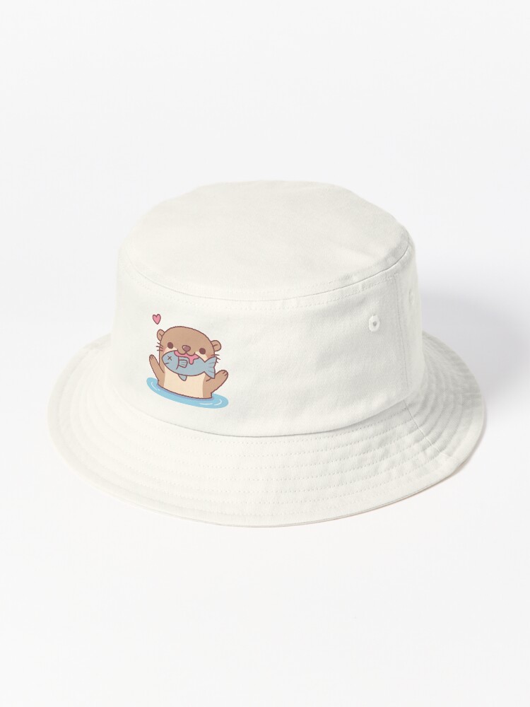 Cute Otter Catching Fish Funny Bucket Hat for Sale by rustydoodle