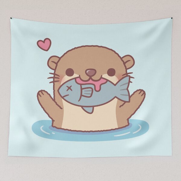 Item preview, Cute Otter Catching Fish Funny designed and sold by rustydoodle.