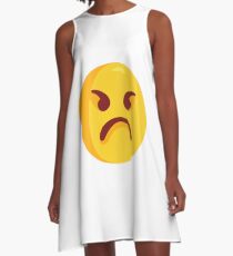 Angry Grumpy Face Emoji A-Line Dress