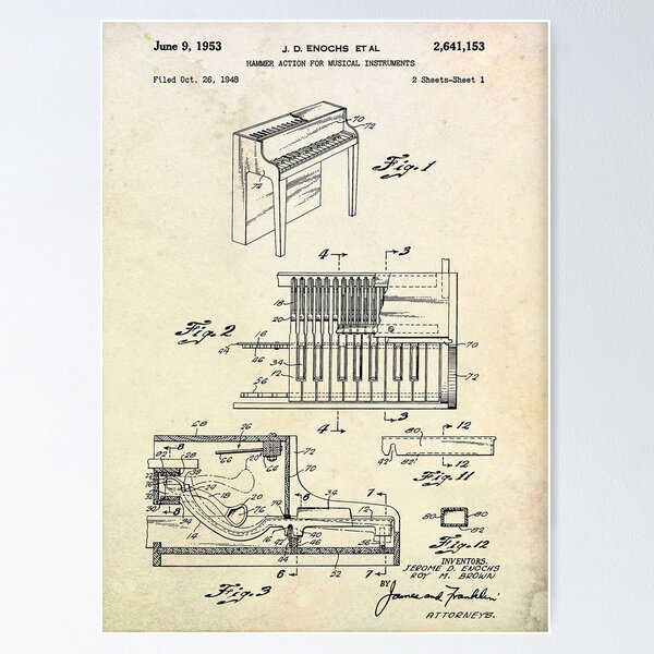 Item preview, Piano Vintage Patent designed and sold by zemlakr.