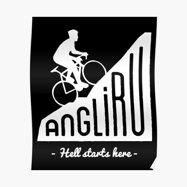 Angliru climb "Hell starts here" cycling Vuelta España Poster