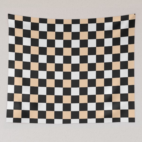 Item preview, Peach, grey, and white checkered pattern designed and sold by by-jwp.