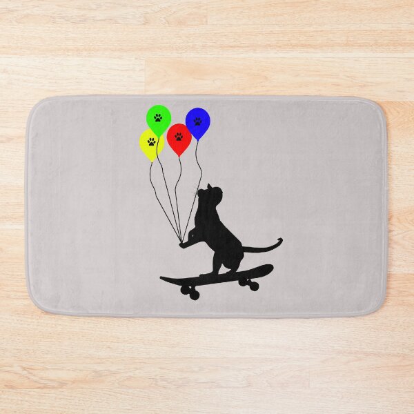 Item preview, Colorful Ballon &  skateboarding cat designed and sold by UniqueDesignHub.