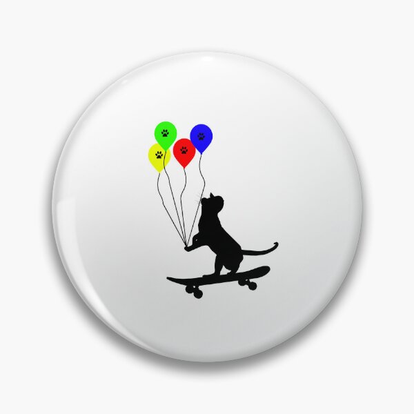 Artikelvorschau, Bunte Ballon- und Skateboardkatze entworfen und verkauft von UniqueDesignHub.