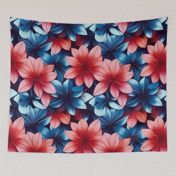 Artikelvorschau, Blaue und rote Blumen - Blumenmuster entworfen und verkauft von JediNeil.