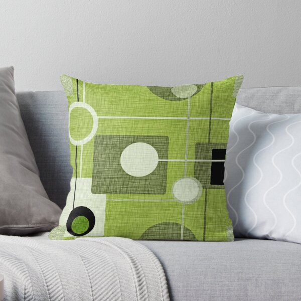 Orbs and Squares (green) Throw Pillow